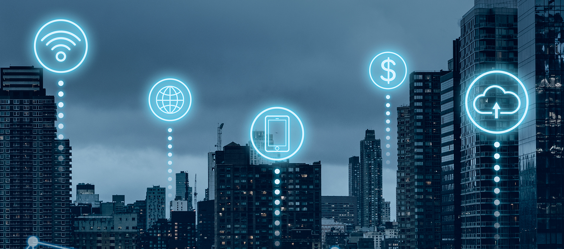 Cloud computing concept with connected data infrastructure