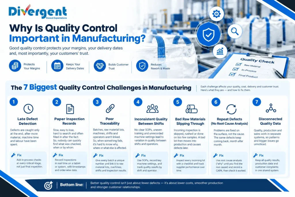 7 quality control challenges in manufacturing infographic